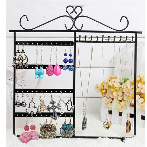 High Quality 48 Hole Earrings Necklace Jewelry Display Metal Stand Rack Holder 10 Hooks