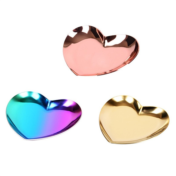 Heart shaped jewelry tray 3 colors metal tray ring necklace jewelry storage plate Nordic style ins home furnishings