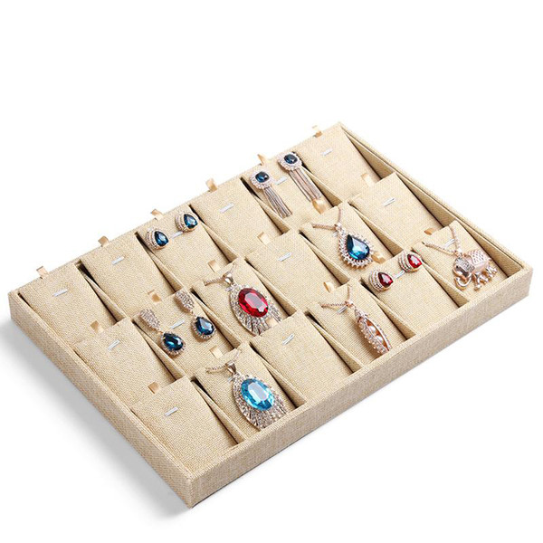 18 grids pendants bracelets show box jewelry display accessories storage case with high grade linen material good craft