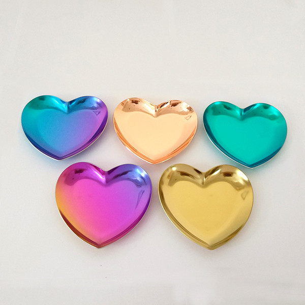 Fashion Heart Shaped Jewelry Display Tray Metal Ring Necklace Jewelry Storage Plate Nordic Style INS Jewelry Tray