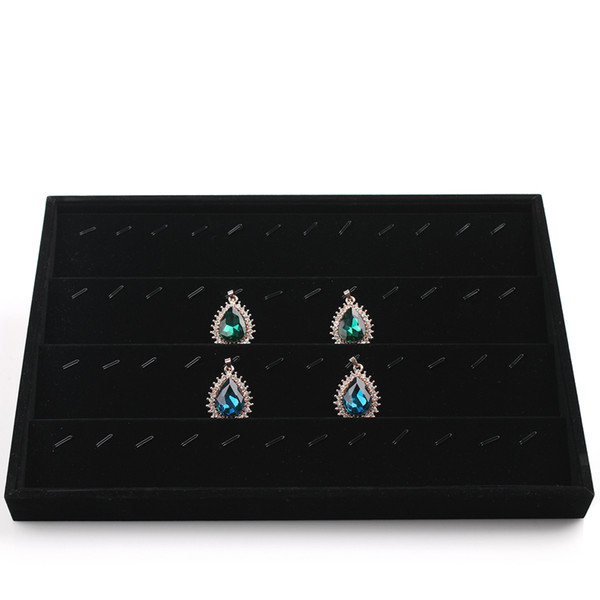 New design jewelry display tray for earrings pendents with high grade black velvet jewellery rack case organizer