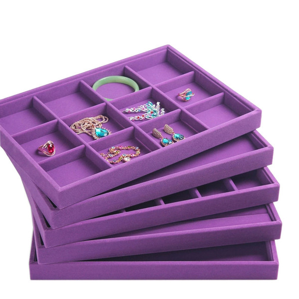 Upscale Purple Velvet Jewelry Display Tray Jewelry Box Rings Necklace Earring Bracelets Tray Jewelry Organizer