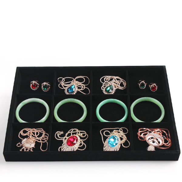 12 Grids black velvet bangles holder jewelry finding accessory storage box for bracelet organizer fast processing orders