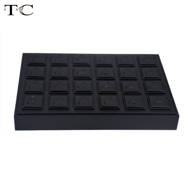 High-end Black PU Leatherette Jewelry Display Tray For Rings 35*25cm Organizer Storage Ring Holder Case Box Stand