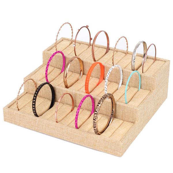 Linen Ring Holder Rings Display Stand Earring Storage Rack Fine Bracelet Tray Bangle Display Stand Props