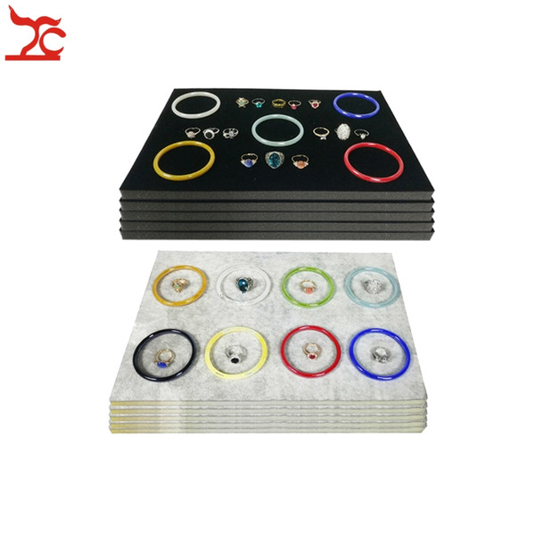 Wholesale 5Pcs Velvet Foam Jewelry Display Counter Pad Flat Tray Insert Ecconomic Bangle Bracelet Necklace Storage Organizer Display Liner