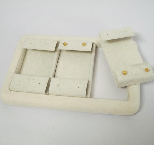 Jewelry Box Jewellery Display Tray Small Beige Suede 6 Pairs Earring Display Holder Box Showing Case Storage