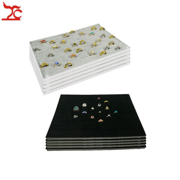 Wholesale 5Pcs Black Grey Velvet Foam Ring Earrings stud Insert Counter 100 Slot Velvet Tray Insert Ecconomic Organizer Display Liner Box