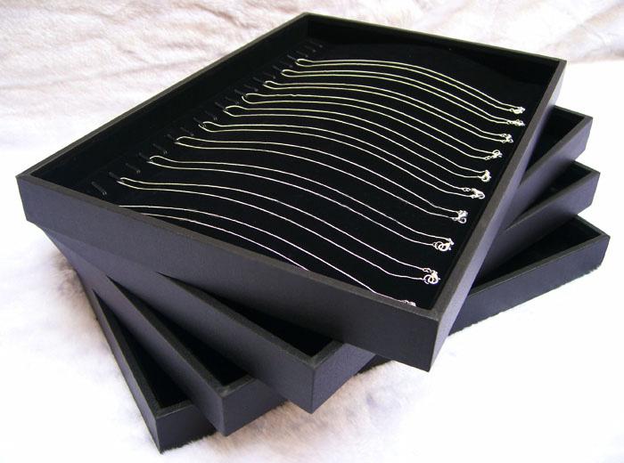 Black Velvet 4pcs/Lot Jewelry Display Storage Box 20pcs Necklace Holder Stand Case Free Shipping