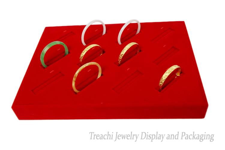 Professional Jewelry Display Red Velvet Bracelet Holder 12 Slots Bangle Organizer Anklet Showcase Jewelry Display Tray Jewelry Box Free Ship