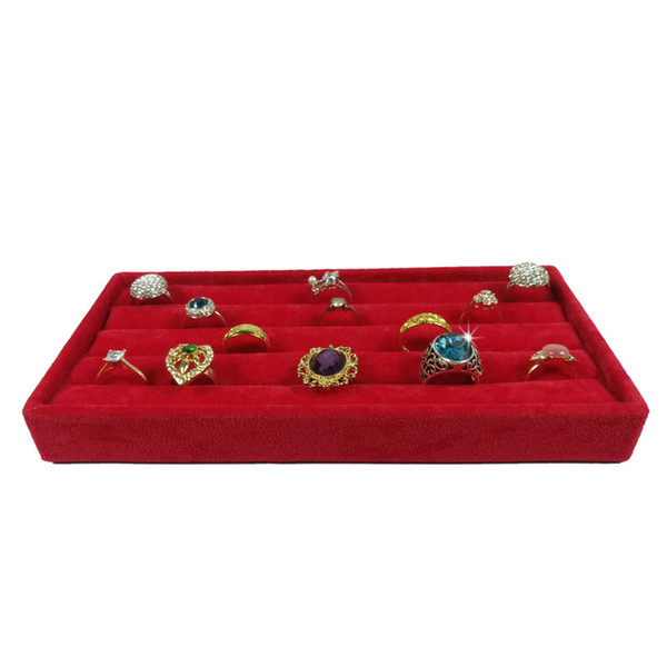 Brand New Velvet Ring Holder Jewelry Earring Display Organizer Storage Case Red Velvet Cufflinks Ring Storage Box Tray 11*22*3 cm