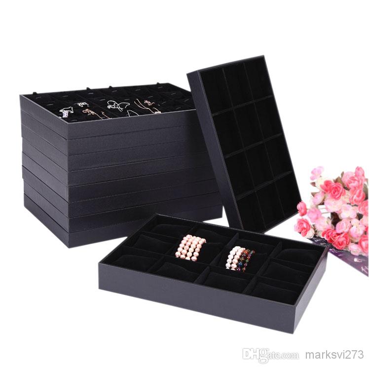 Black Velvet Wood Jewelry Display Tray Jewelry Box Ring Tray Necklace Bracelet Holder 10 Style for option