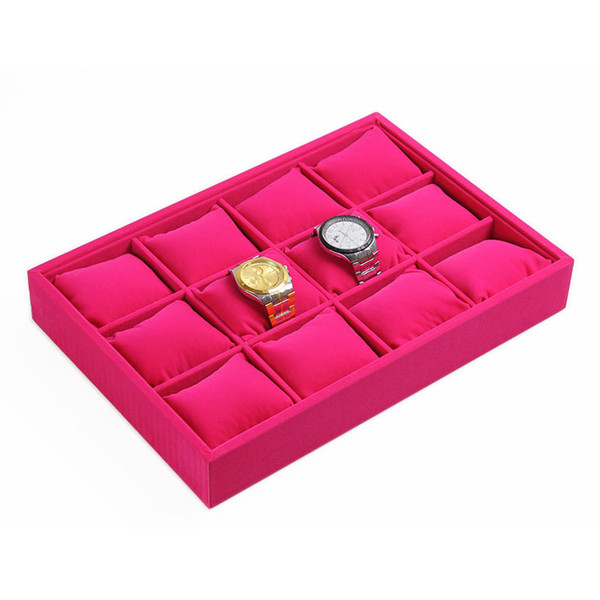 wholesale jewelry displays Quality velvet 12 Booths Pillow Bracelet Bangle Watch Organizer Storage Stand Holder Tray