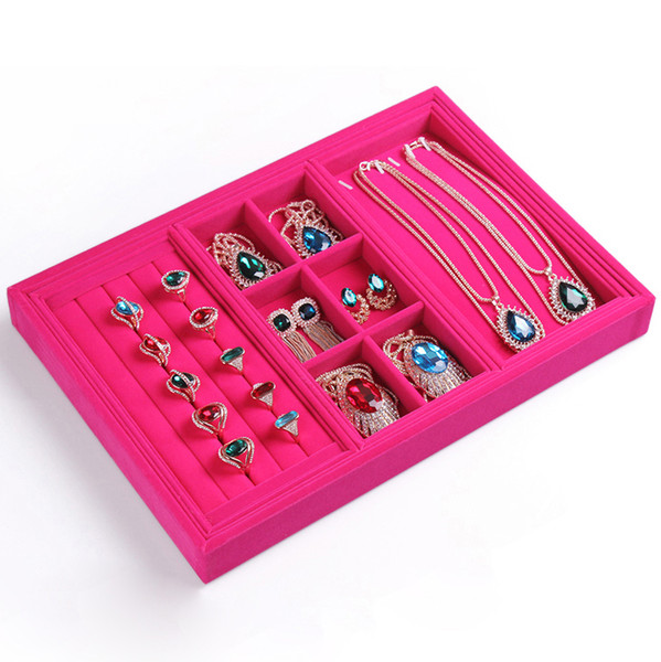 Quality Velvet Multifunction Jewelry Displays Stand Necklace Earring Rings bracelets composite disc Display Storage Tray showcase