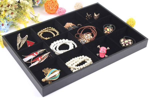 Fashion New Arrical Black Jewelry Rings Bracelets Display Show Case Organizer Tray Box 12 Slots