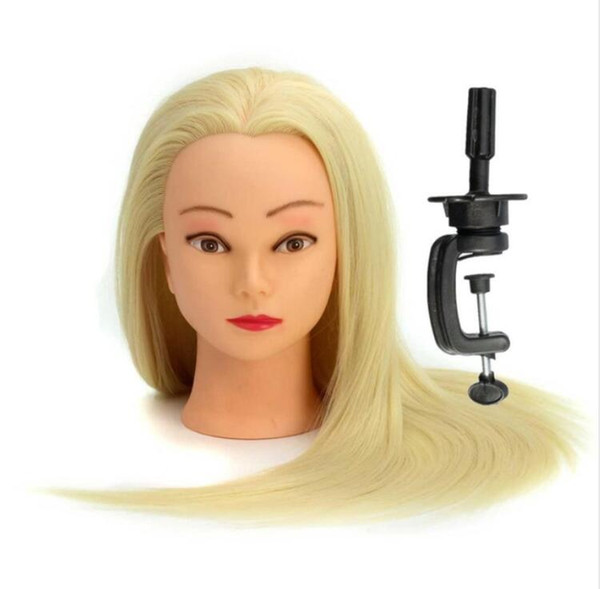 White Hair Mannequins Salon Hairdressing Hair Styling Training Head Mannequin 20'' With Holder Hairstyling Practice Free Shipping