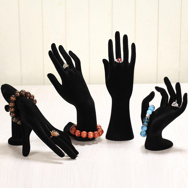 High quality Black White Hand-shaped Black cashmere Ring Display Stand Show Holder Jewelry Bracelet Hand Display Holder Stand Show 1pcs/lot