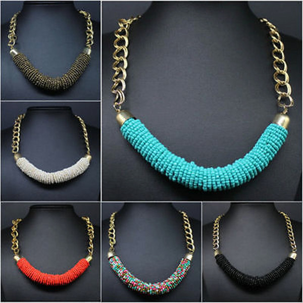 3pcs Hot Fashion Handmade Bohemia Beaded Chunky Chain Bib Collar Necklace Gift