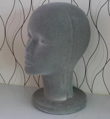 Freeshipping wholesale Female Flocking Foam Bald Mannequin Head Wigs Hats Glasses Headphone Display Model Stand gray 1PC B613