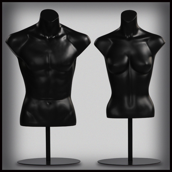 New Hot Sale Half Body Black Mannequin With Base Upper Body Model With Base On Sale