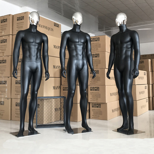 Men Whole Body Mannequin Clothing Store Electroplated Face Dummy Shop Window Terrace Business Leisure Men's Black Model