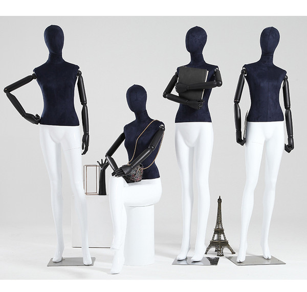 High Quality Full Body Female Mannequin Suede Clothing Covered With Cloth Model On Sale