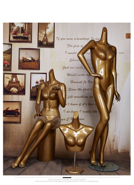 Hot Sale!! Fashionable Golden Female Mannequin Full Body Women Mannequin Factory Direct Sell