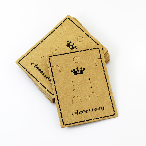 5.57*7.8cm Kraft Paper Stud Earrings Necklace Tag Jewelry Display Card Ear Stud Hooks Cardboard Price Tags 100 pcs/lot