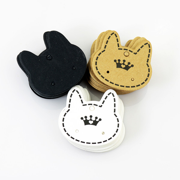 Wholesale 200pcs/lot Fashion Jewelry Display Packing Card ,Cute Cat Shape Paper Card Fit For Earring Packing Free Shipping