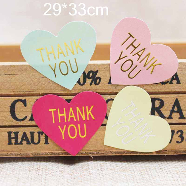 Heart shape thank you label stickers gold/silver foil print gift labels tag /cookies.bakies label 29*33cm 100PCS mulit color