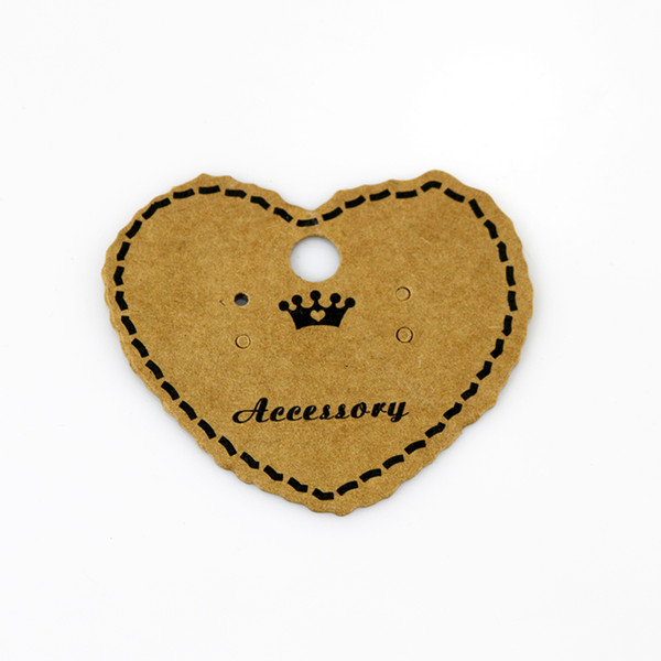 Wholesale Paper Jewelry Display Packing Card,1000pcs/lot Heart Shape Brown Crown Custom Jewelry/Earring Packaging Display Cards