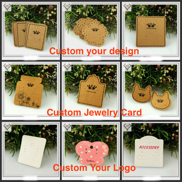 customized jewelry paper card PVC transparent earring necklace card Clothing tags hang cards provide design print logo wholesale