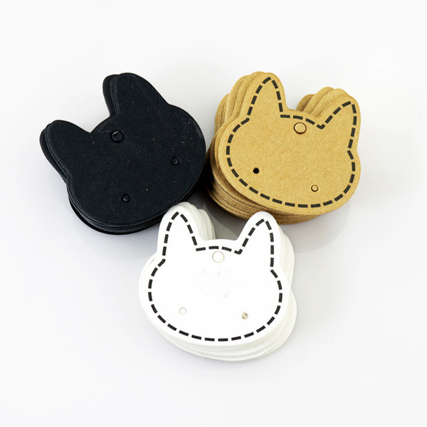 100pcs/lot Hot Earring Paper Card Cat shape cards earring Packing Card Shape Blank Card 3.7x3.7cm