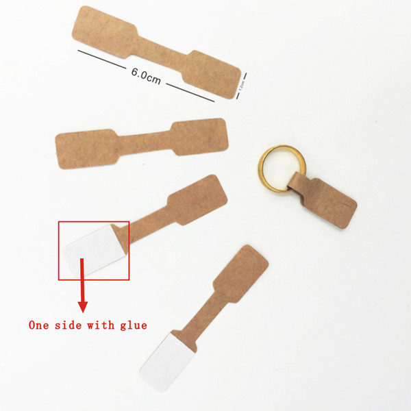 100pcs 1.2x6cm Brown White Paper Jewelry Display Card Labels Ring Sticker Hangtag Blank Paper Price Tag Labels Packaging