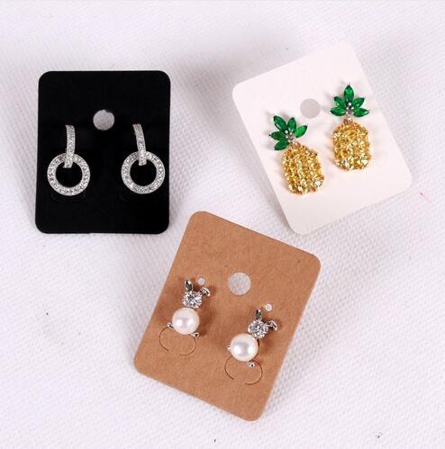 3.8*4.7cm Blank Kraft Paper Ear Studs Card Hang Tag Jewelry Display Earring Crads Favor Label Tag White Black Brown Color GB403