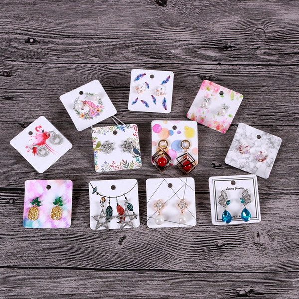 5*5cm Colorful Printing Paper Stud Earings/Dangle Earring Mini Display Card Cute Jewelry Hang Tag custom logo cost extra