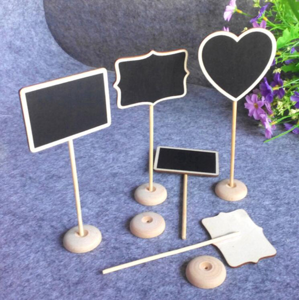 24Pcs/lot Wedding Decoration Mini Chalkboard Blackboard Seat Stand Wedding Lolly Heart Retangle Pattern Party Tags