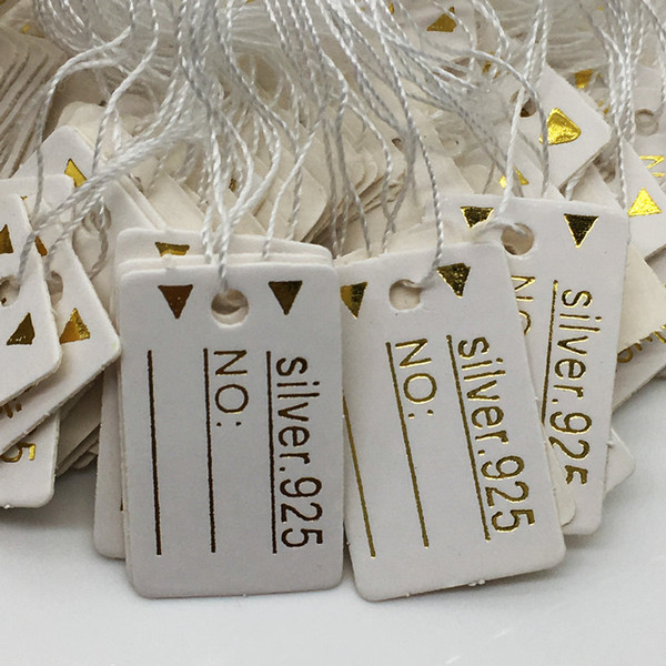 1000pcs Free Shipping Wholesale 24*15mm White 925 gold Label Tie String Price Display Tags,Jewelry Display