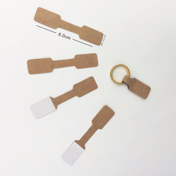 Kraft Paper Jewelry Display Card Labels Ring Sticker Hangtag1000pcs/lot Brown Blank Paper Price Tag Labels Packaging 1.2x6cm