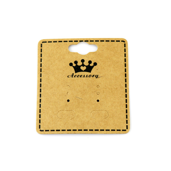 100Pcs/Lot Free Shipping 5.5*6cm Kraft Paper Crown Earring Ear Studs Hanging Holder Display Hang Cards