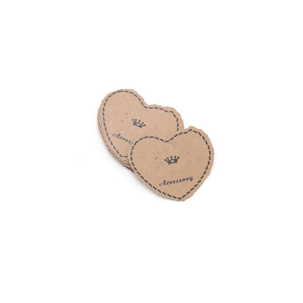 Fashion Heart Shape 5*4cm Kraft Paper Jewelry Necklace Earring Card Jewelry Display can Customed LOGO Wholesale 500pcs Price Tags