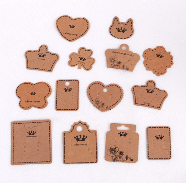 100pcs/lot Kraft Earring Card Different Size Ear Stud/Drop Earrings Cards Can Custom Logo Jewelry Display Tag