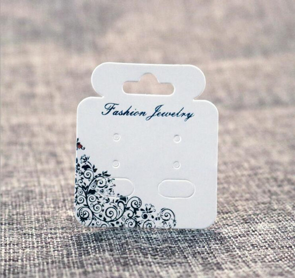 100Pcs/ Lot 4.8*5.5cm Paper earrings card Jewelry Display Card White print Earring Paper Ear Studs card