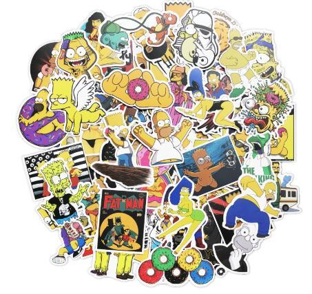 100 PCS Not Repeat Simpson Cartoon Doddle Waterproof Sticker For Luggage Car Guaitar Skate Phone Laptop Bicycle Moto Stickers