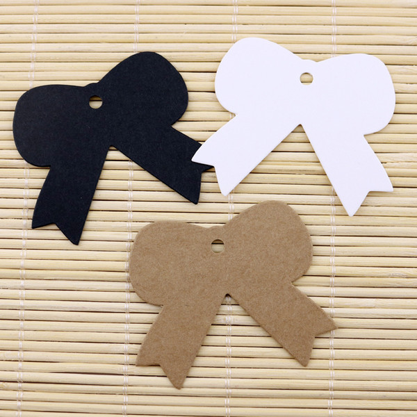 100pcs 5*5.5cm No Printing Kraft Paper Bowknot Shaped Small Label Jewelry Clothing Tags DIY Manual Card