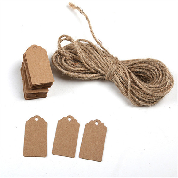 1000pcs Brown Kraft Paper Tags Lace Scallop Head Label Luggage Wedding Note +String DIY Blank price Hang tag