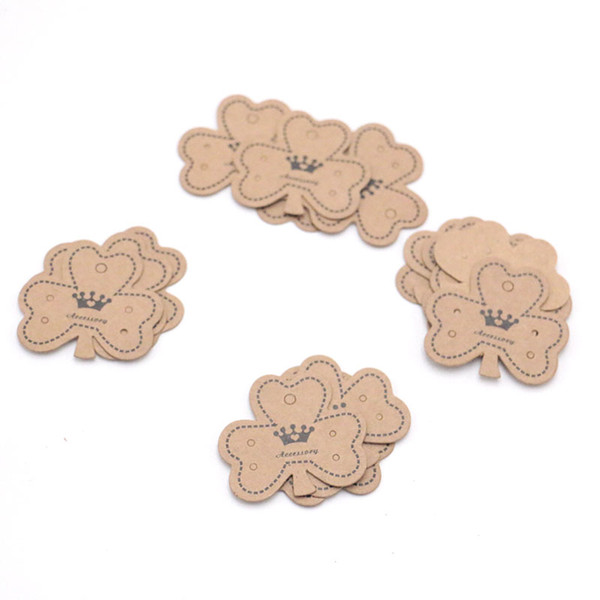 500pcs Kraft Paper Ear Studs Card Hang Tag Jewelry Display Earring Crads Marking Garment Prices Label Tags 3.8*3.5cm