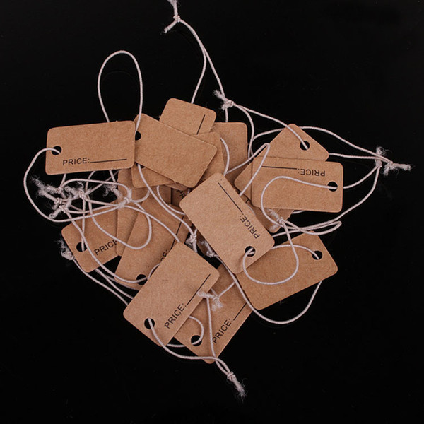 1000pcs 1.3cm*2.3cm Brown Kraft String Blanks Wedding Favour Price Label Paper Pricing Tags with Rope