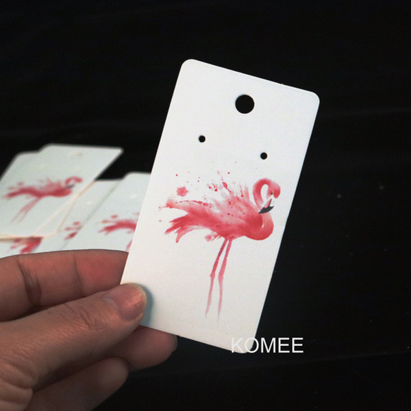 100pcs/lot 4.5*8.5cm Flamingo Earrings Dispaly Fashion Jewelry Paper Card Organizer Tags Handmade Earring Stud Packing Card