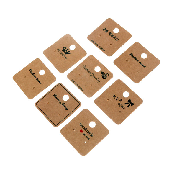 200psc Customzied Ear Studs Card Hang Tags Jewelry Packing Display Necklace Earring Cards Marking Label Pendant Kraft Paper 200pcs